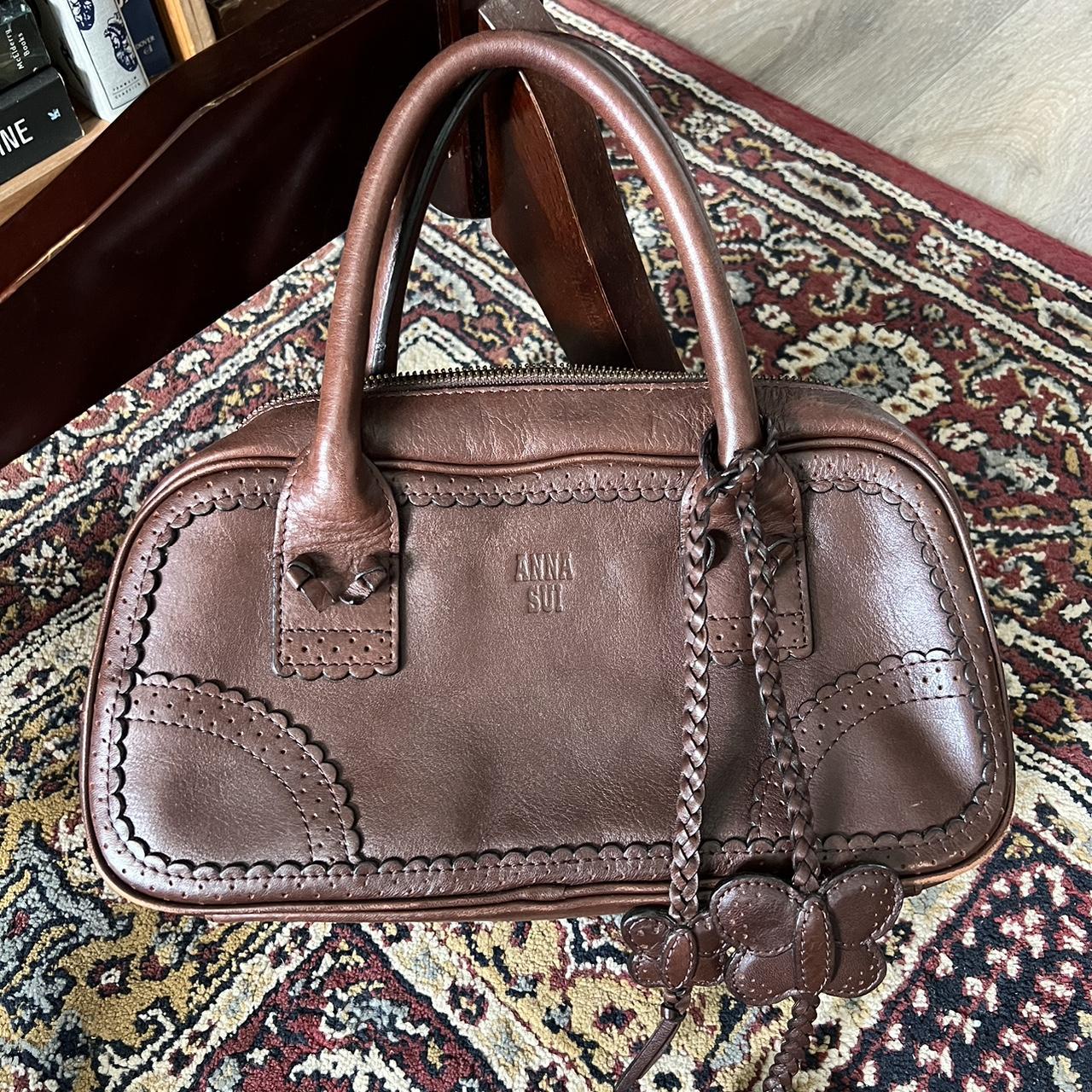 vintage 90s anna sui brown leather butterfly | Depop