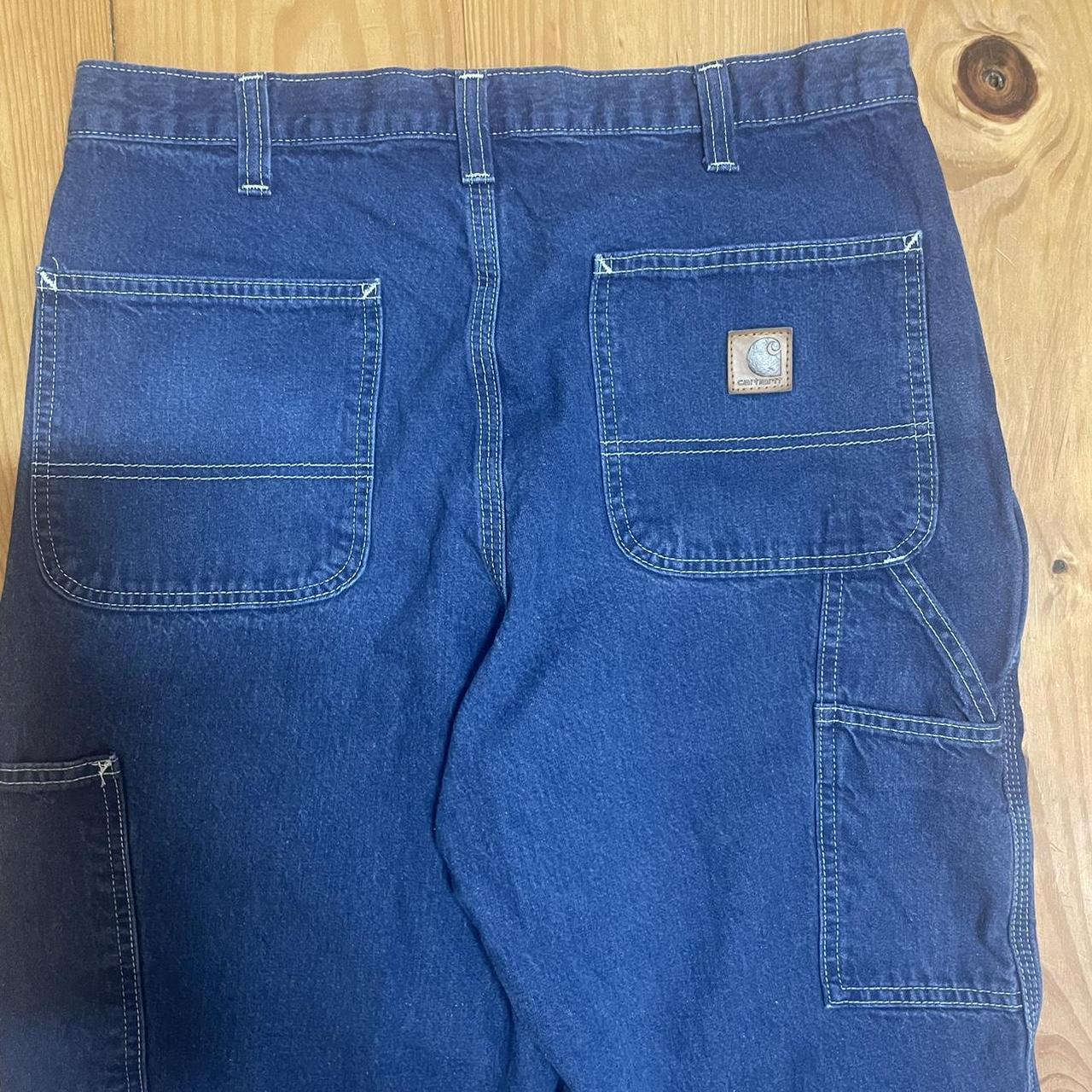 Vintage carhartt jeans white stitching leather tab... - Depop