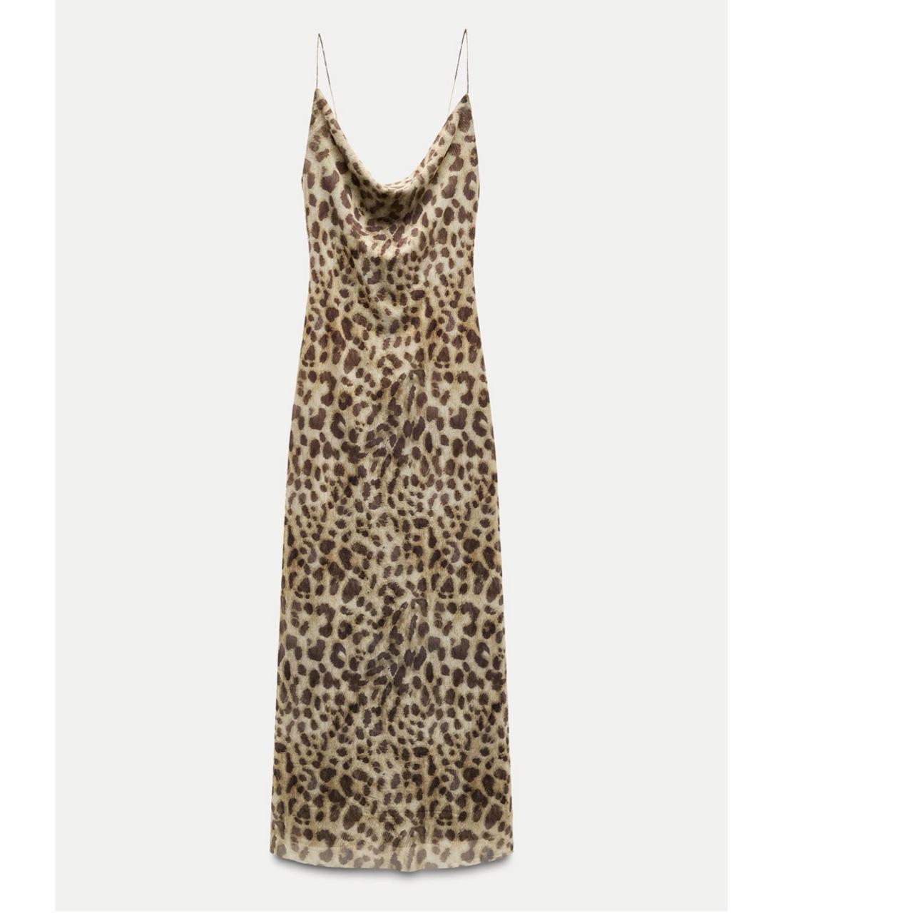 Zara Leopard print cowl neck cami slip