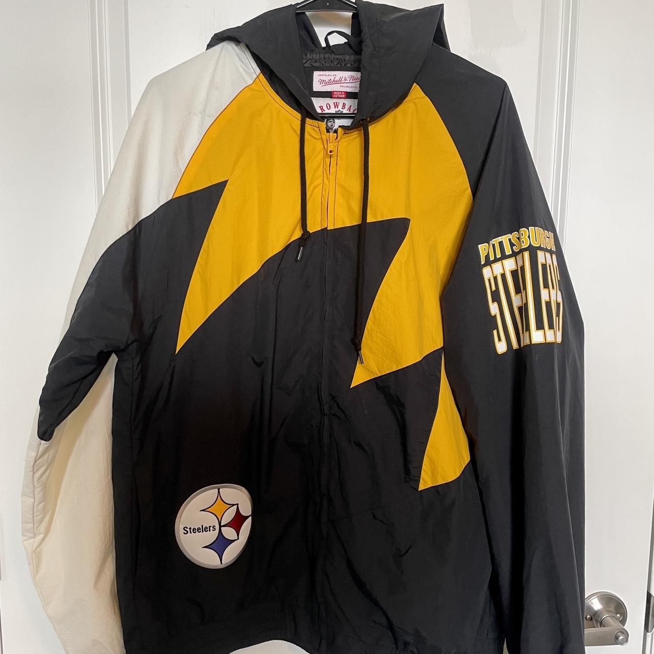 Throwback Steelers jacket. Size XL Slight stain - Depop