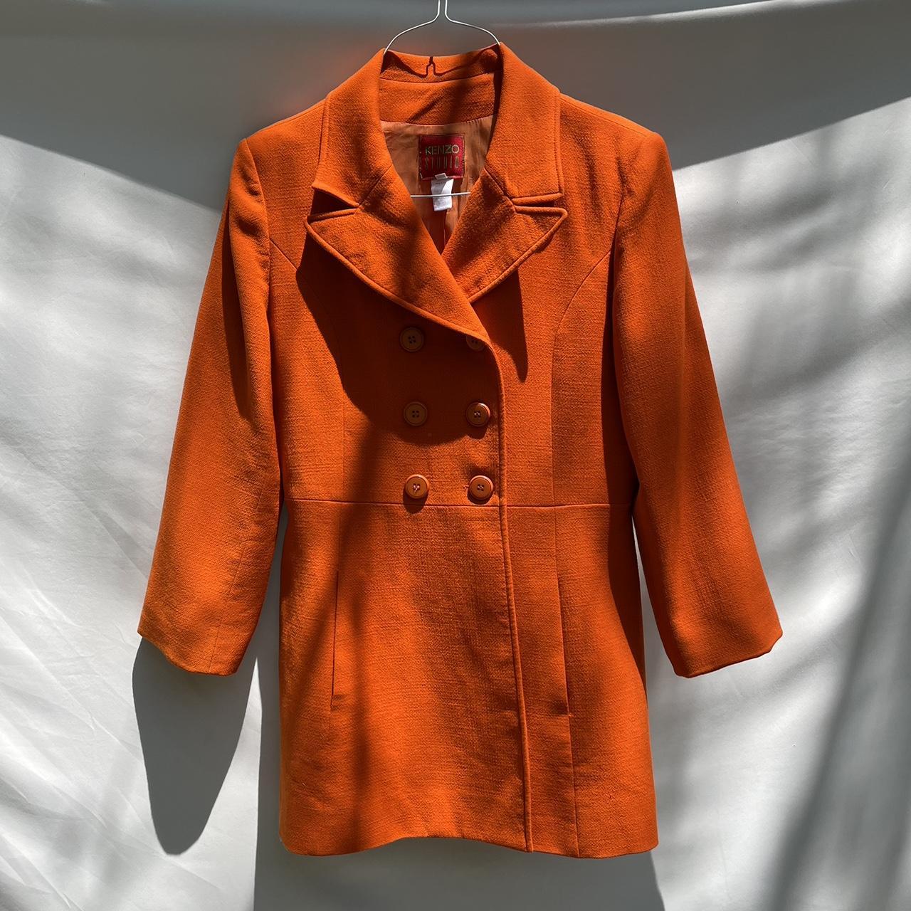 Kenzo double-breasted wool coat in orange. Hidden... - Depop