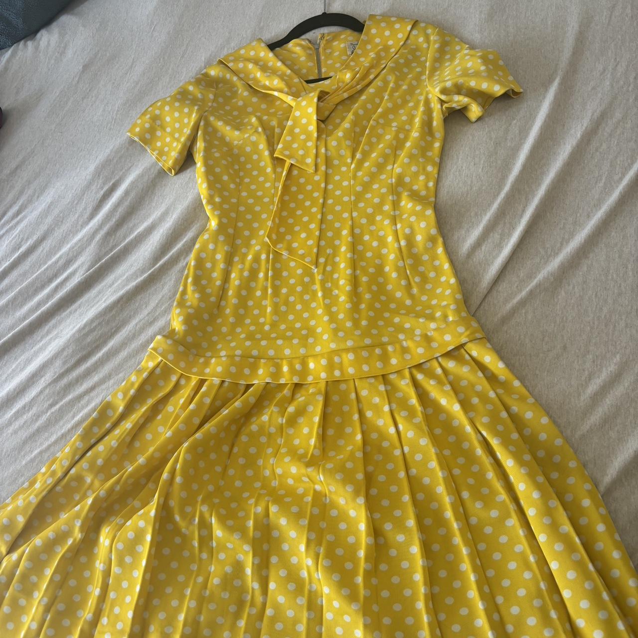Womens Dresses Yellow Polka Dot Vintage Dress Berrylush Women