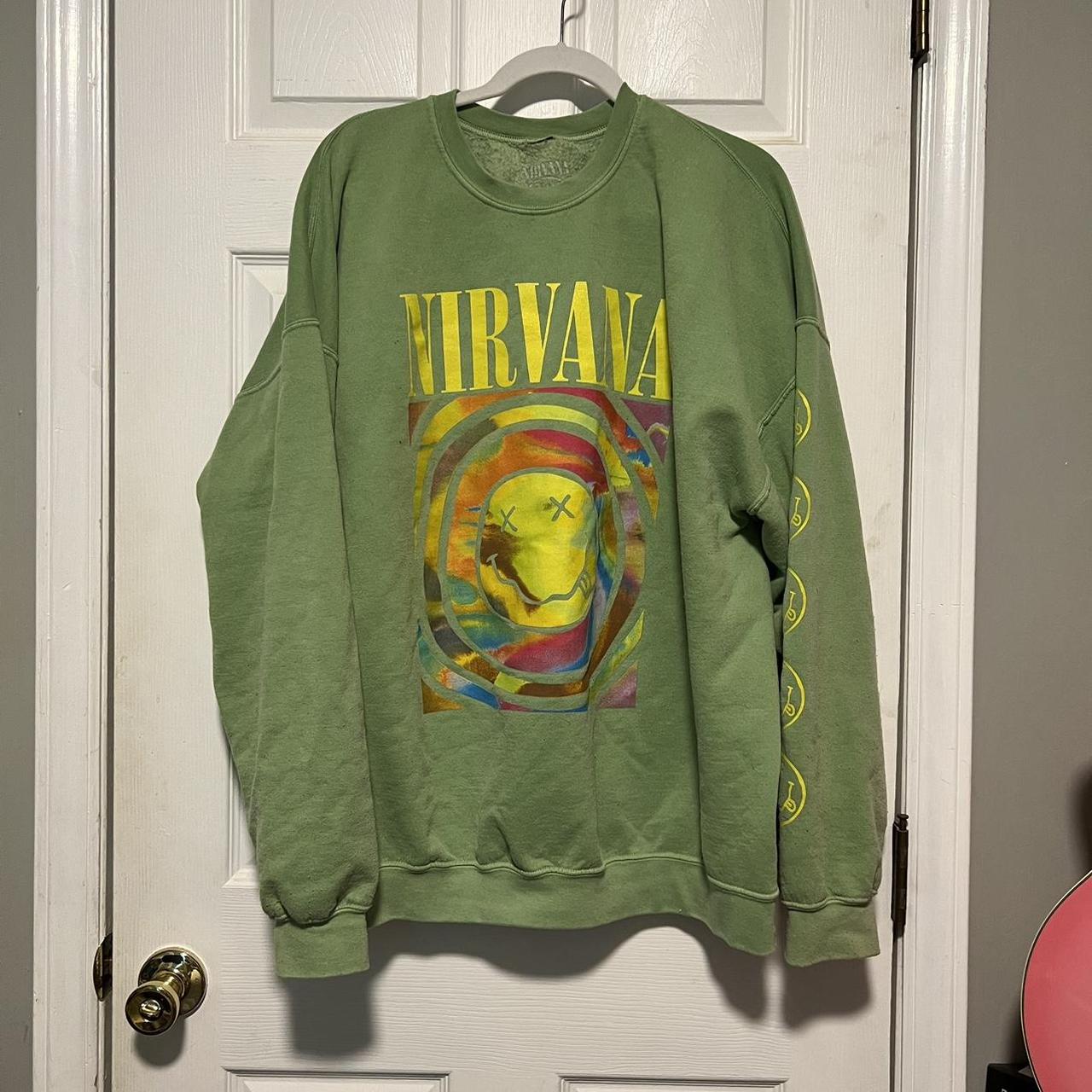 UO Nirvana green sweatshirt L/XL. Used #nirvana... - Depop