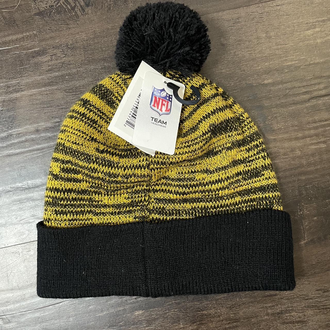 Vintage Steelers Winter Hat Pom Pom Black Gold 