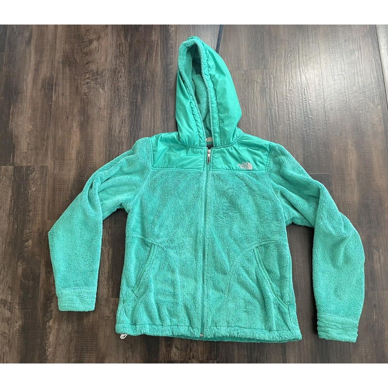 The North Face Women's Osito Denali Green Hooded... - Depop