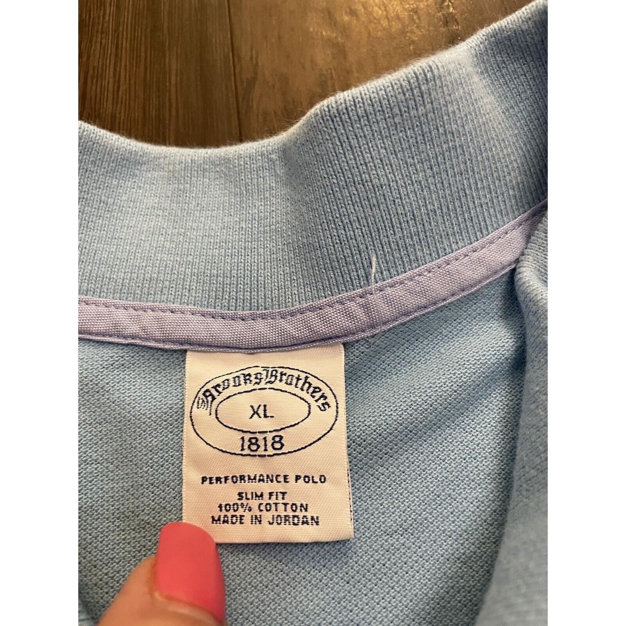 BROOKS BROTHERS POLO SHIRT 1818 Men's Blue Spring... - Depop