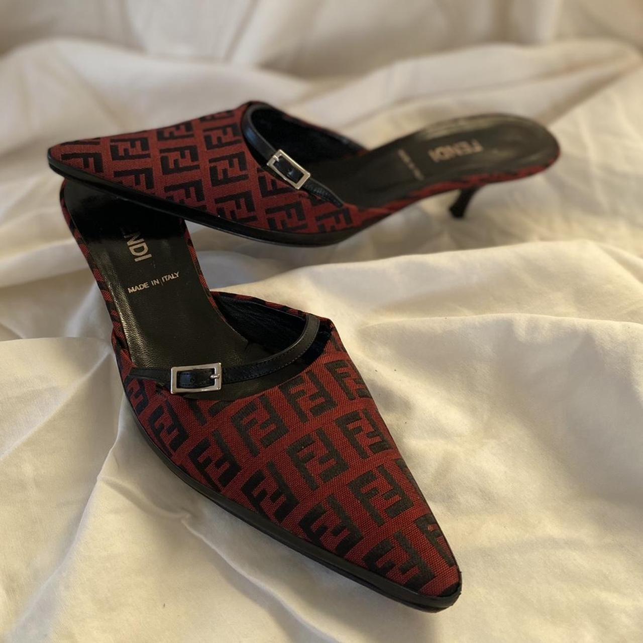 Fendi Women's Black and Red Mules | Depop