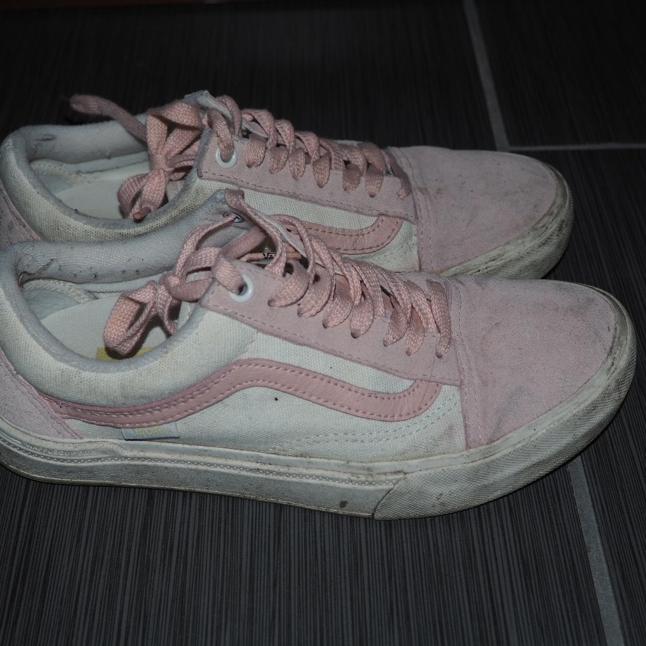 Pink and white vans store mens