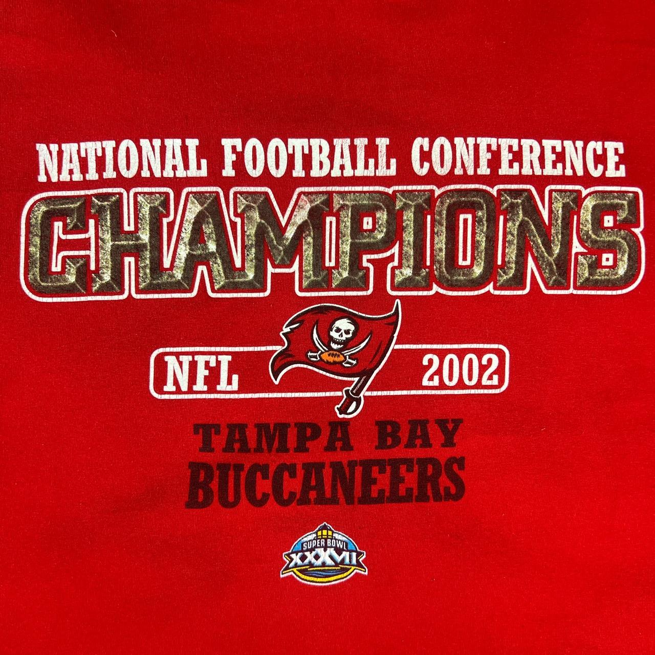 Vintage Tampa Bay Buccaneers 2002 NFL NFC Champs Red - Depop