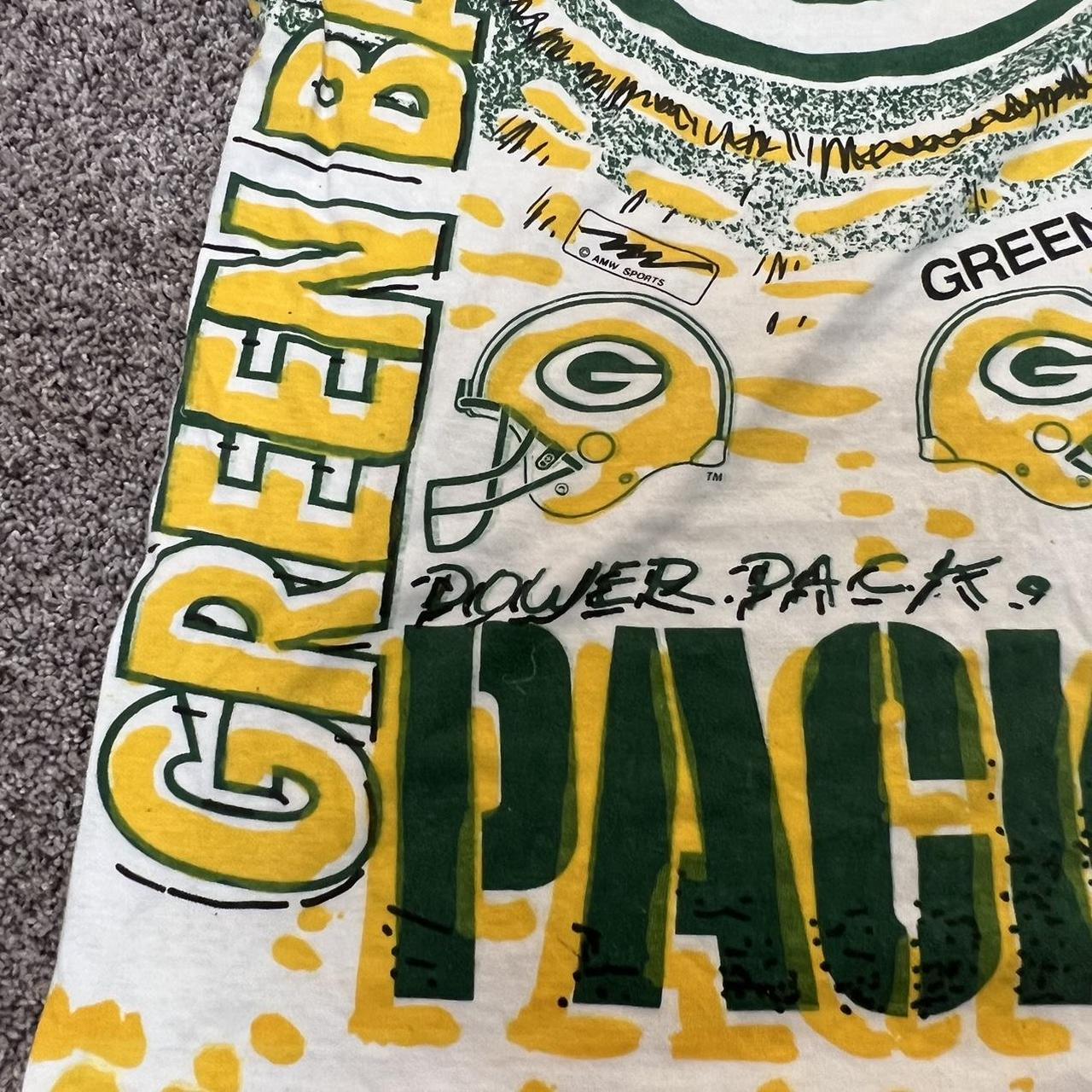 FreshFitsMN Vintage 90s NFL Green Bay Packers Single Stitch All Over Print T-Shirt Size Large