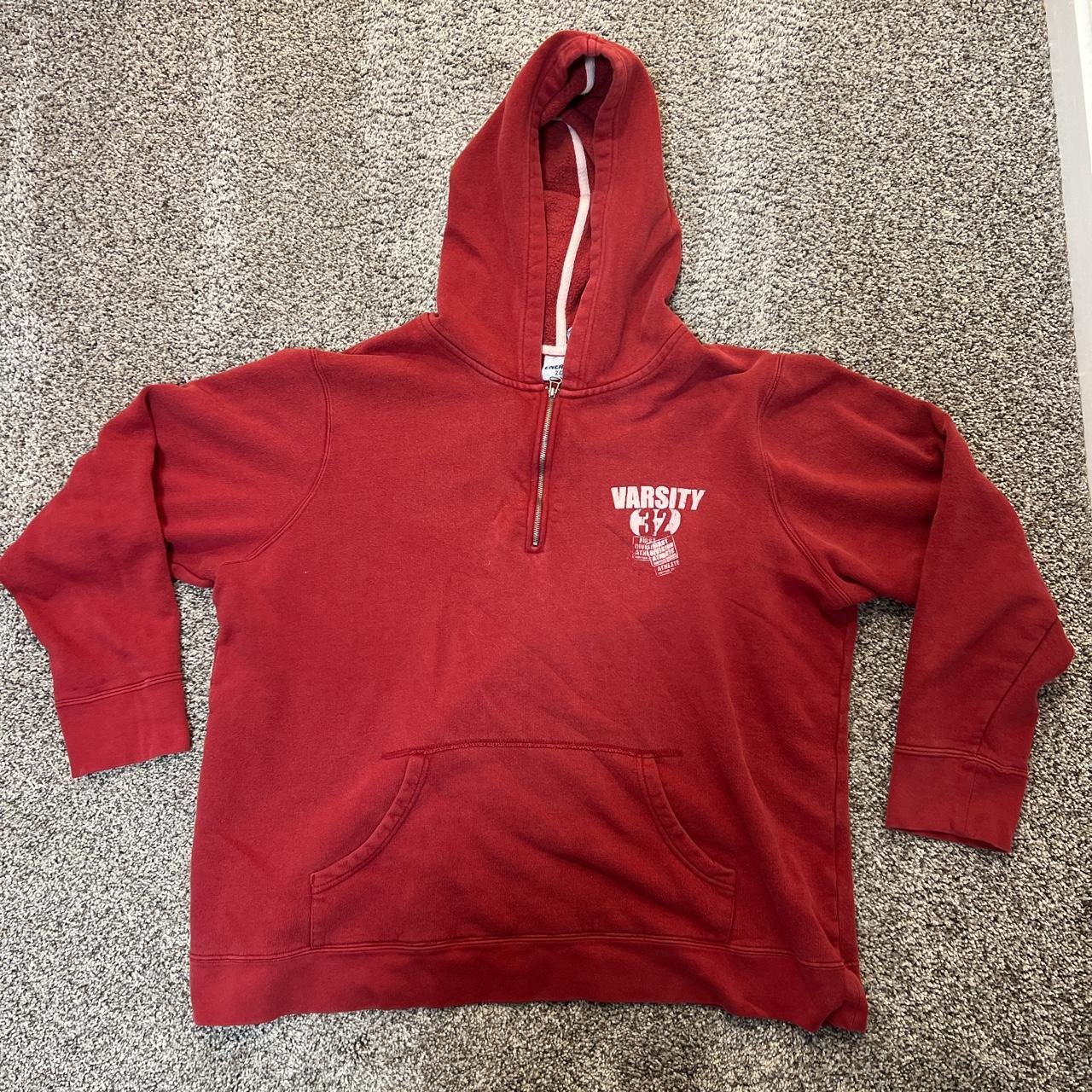 Red quarter zip hoodie Size L women’s Great... Depop