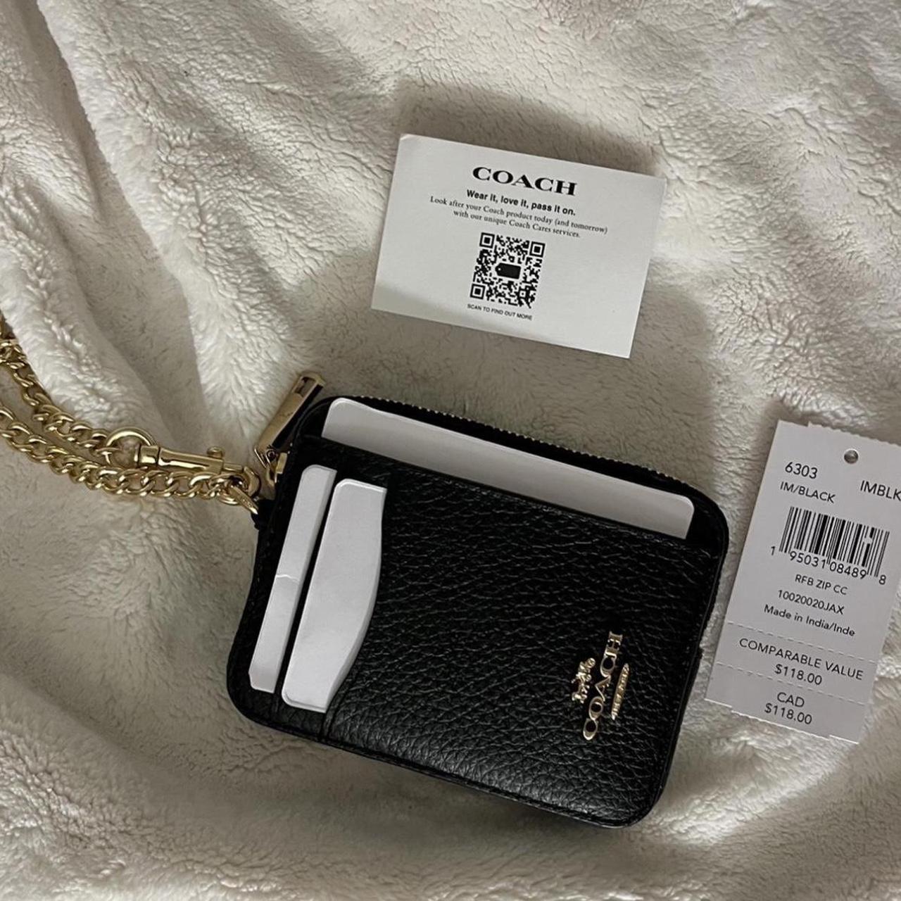 Coach wallet Black zip card wallet brand new w