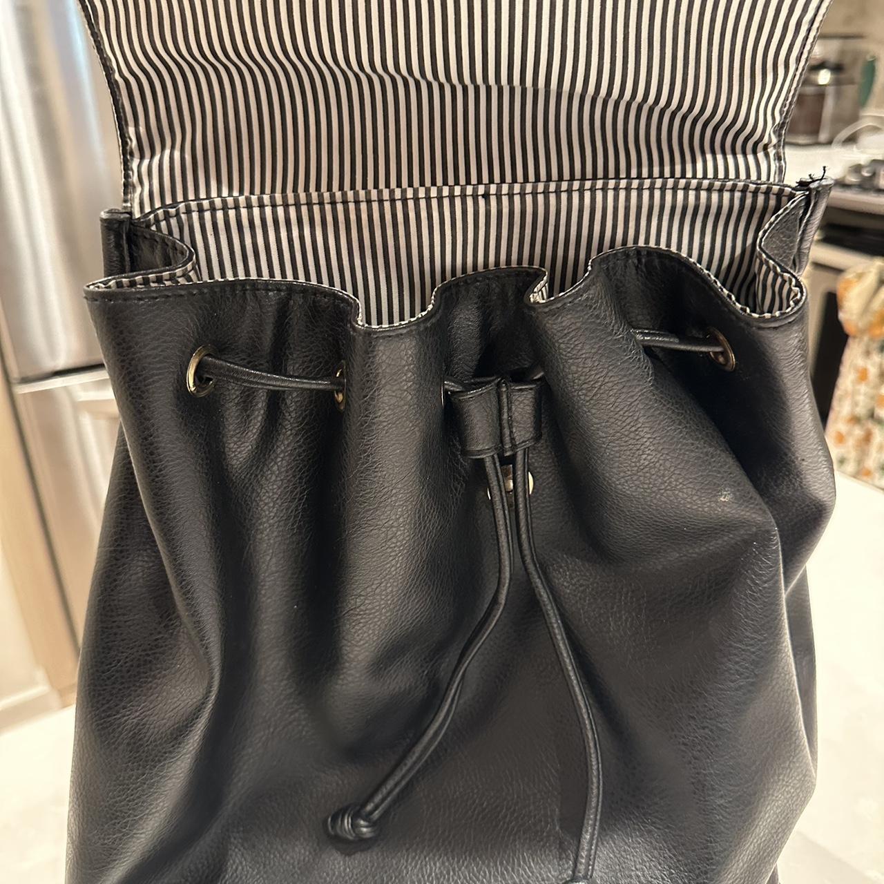 VTG Christian Siriano Drawstring Backpack Handbag Blk Silver Vegan Leather  Purse | eBay
