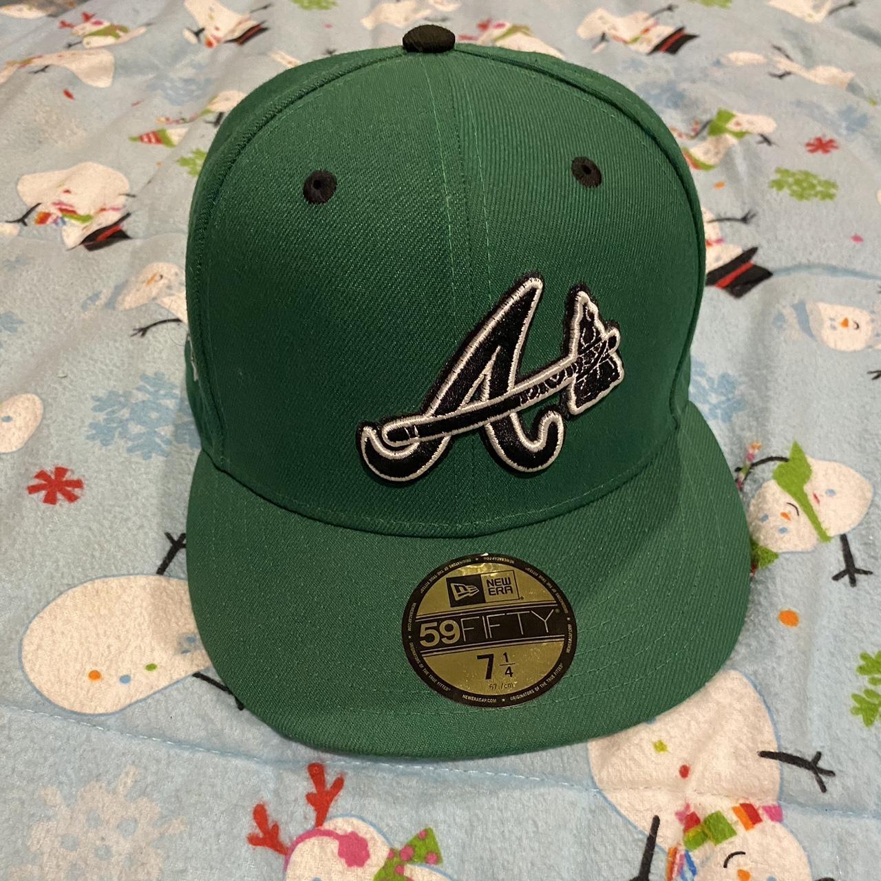 Atlanta Braves Fitted Hat Size 7 1/4 Two Tone Brown - Depop