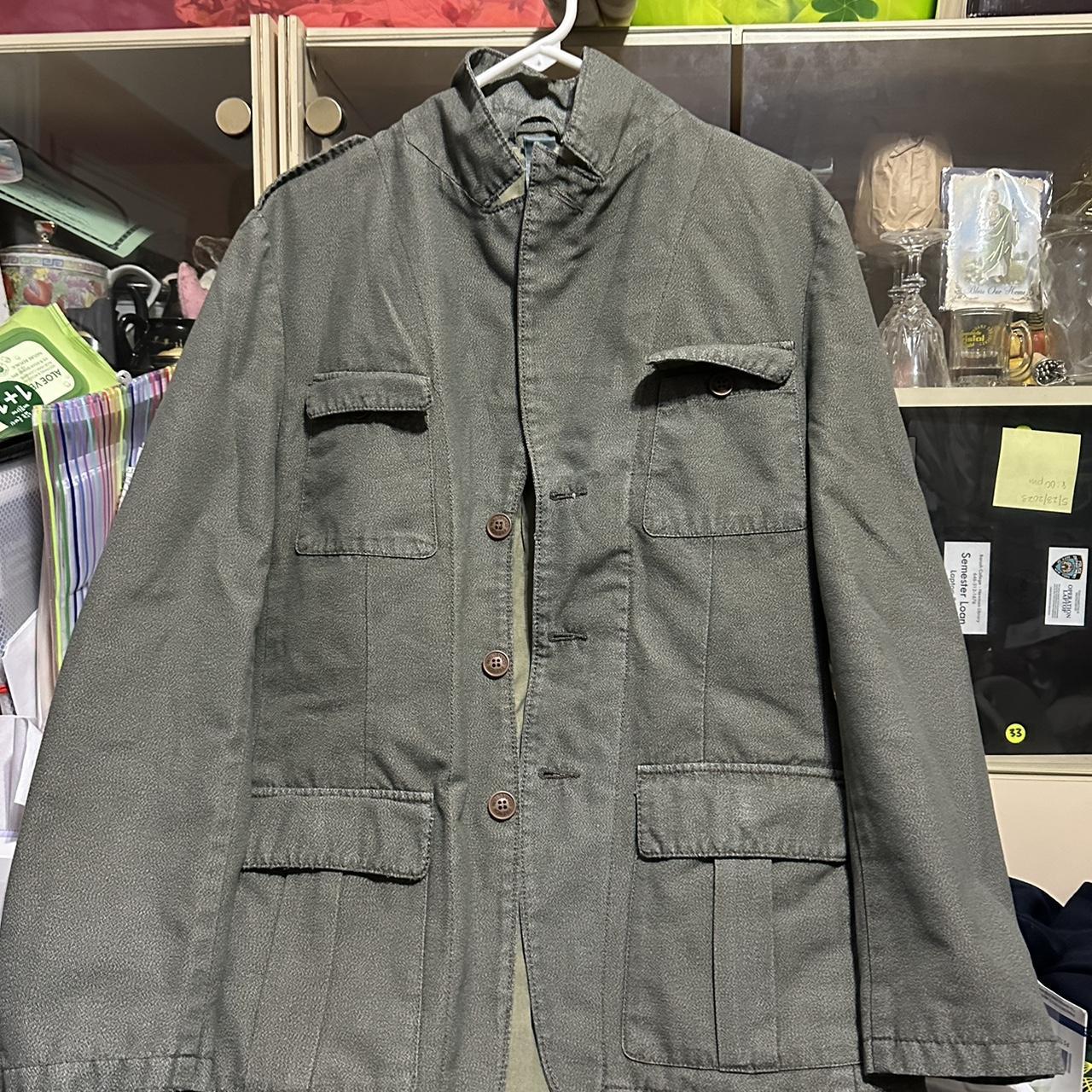 French Connection Women's Khaki and Green Jacket | Depop