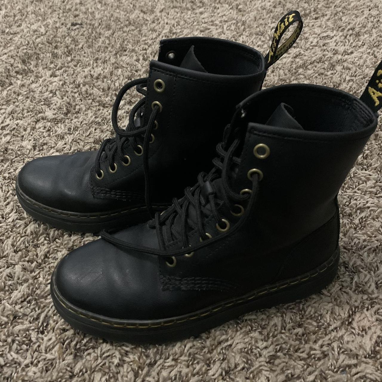 Dr. Martens Women's Black and Yellow Boots | Depop