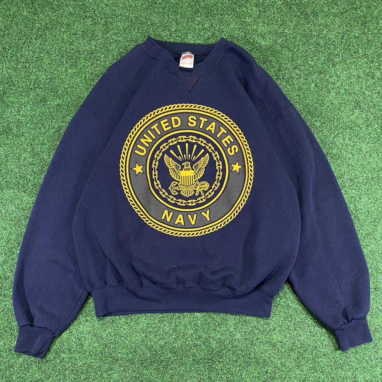 90s US Navy reflective sweatshirt size L on a soffe... - Depop