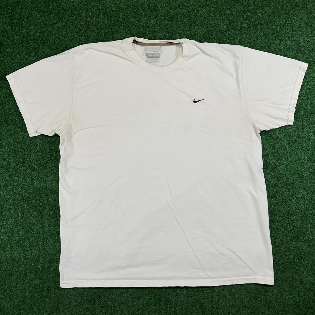 Y2K silver tag Nike chest swoosh tshirt Slight... - Depop