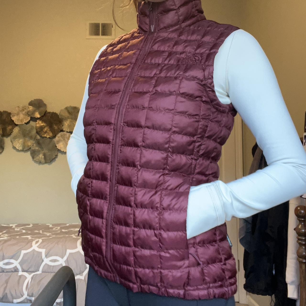 North Face burgundy vest Size US small Worn once in. Depop