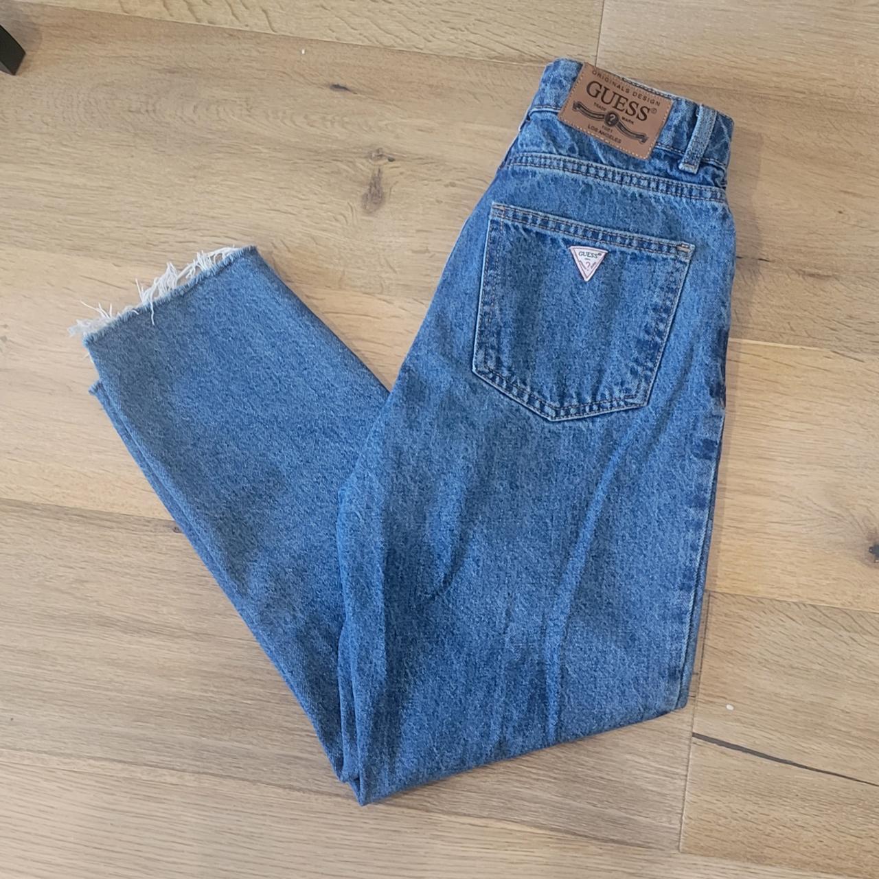 80s vintage GUESS blue denim jeans. High waisted,... - Depop
