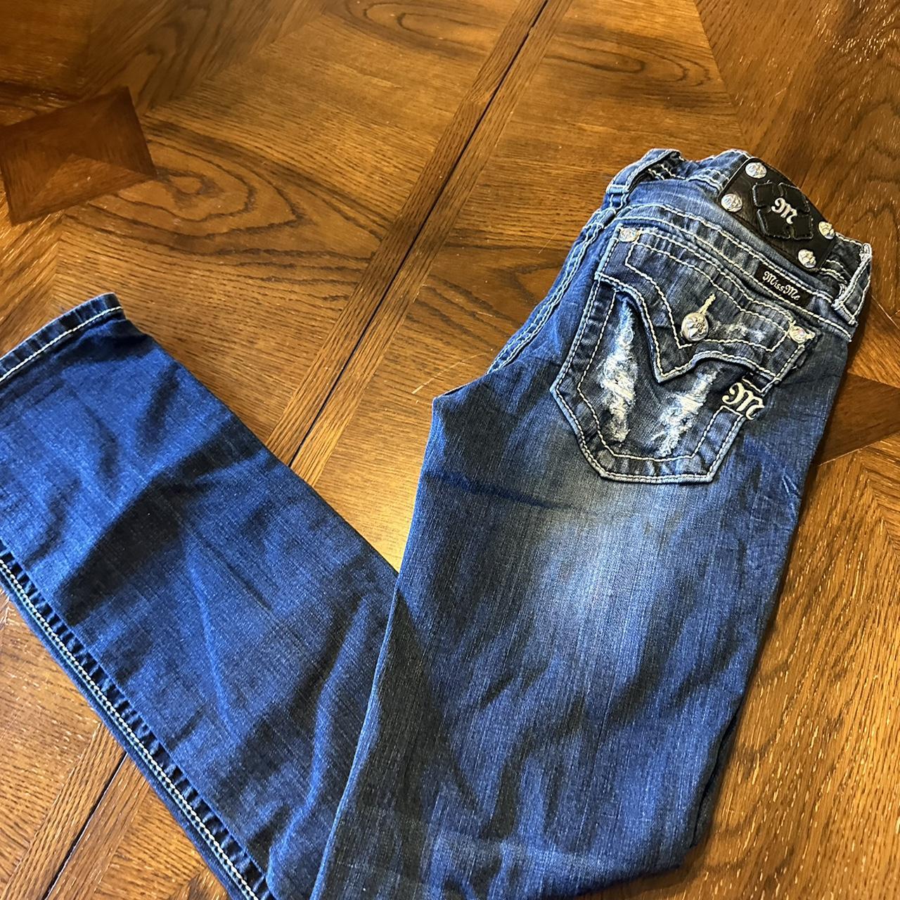 Miss Me distressed jeans 27” waist 29” inseam Used... - Depop