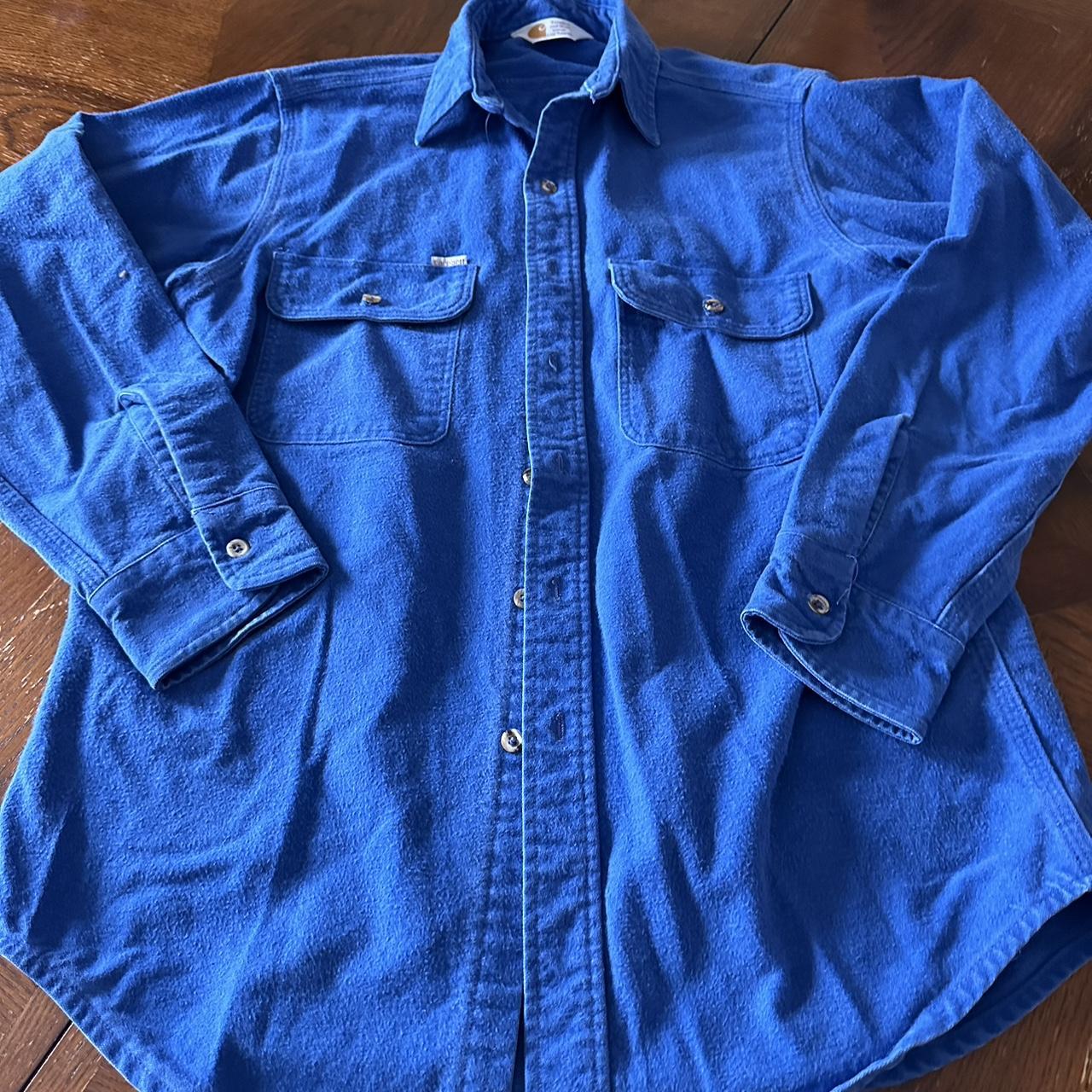 Vintage 90’s blue carhartt flannel Fits like a large! - Depop