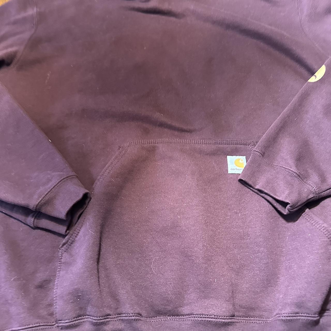 Carhartt burgundy loose fit logo hoodie Used... - Depop