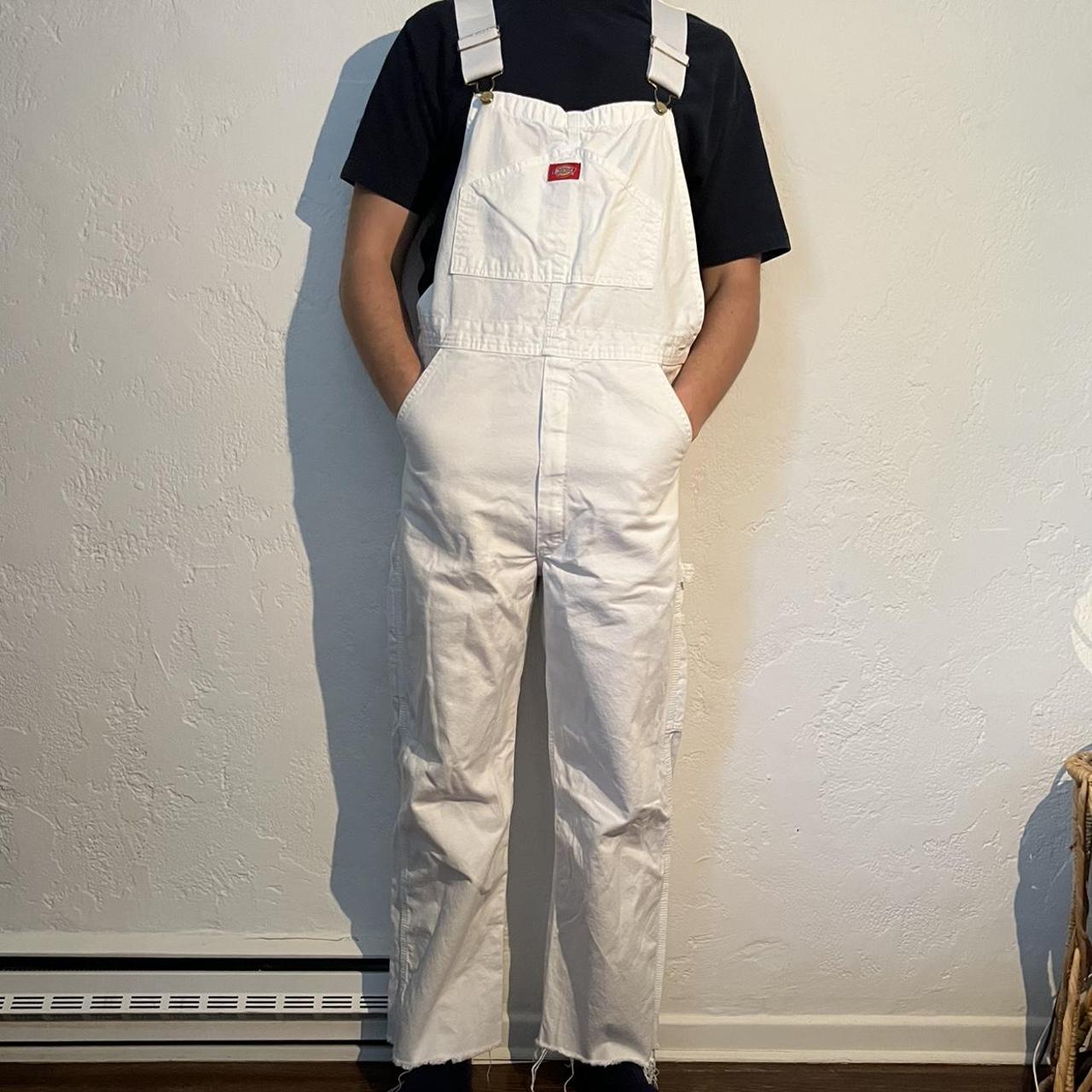 Dickies Men's White Dungareesoveralls Depop
