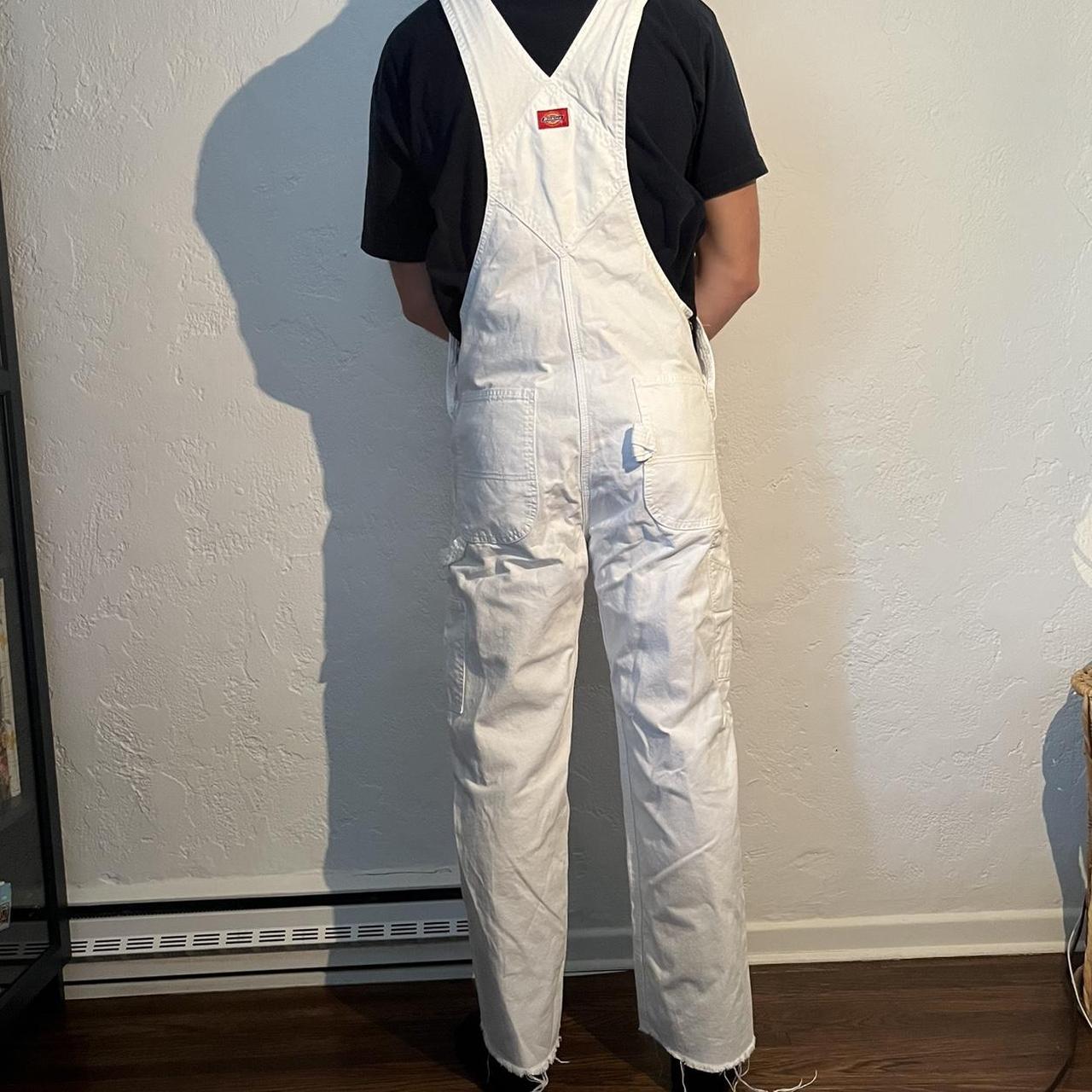 Dickies Men's White Dungareesoveralls Depop
