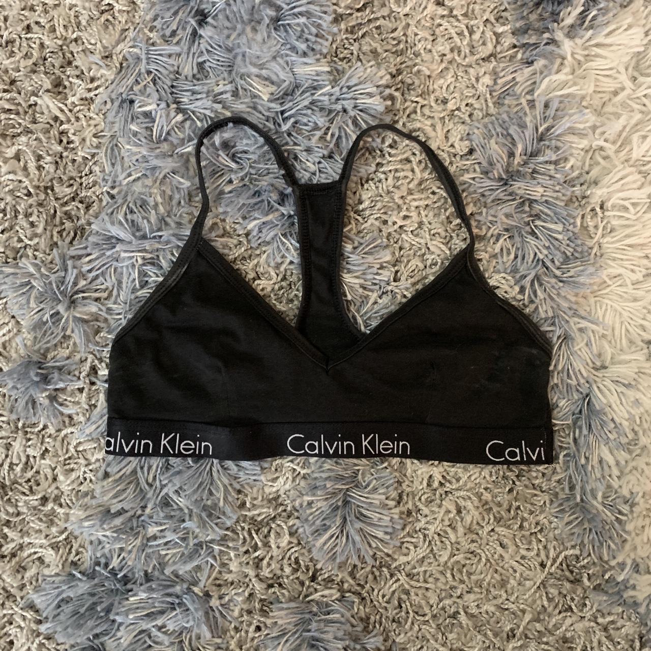 Calvin Klein black front clasp bra size 36a in - Depop