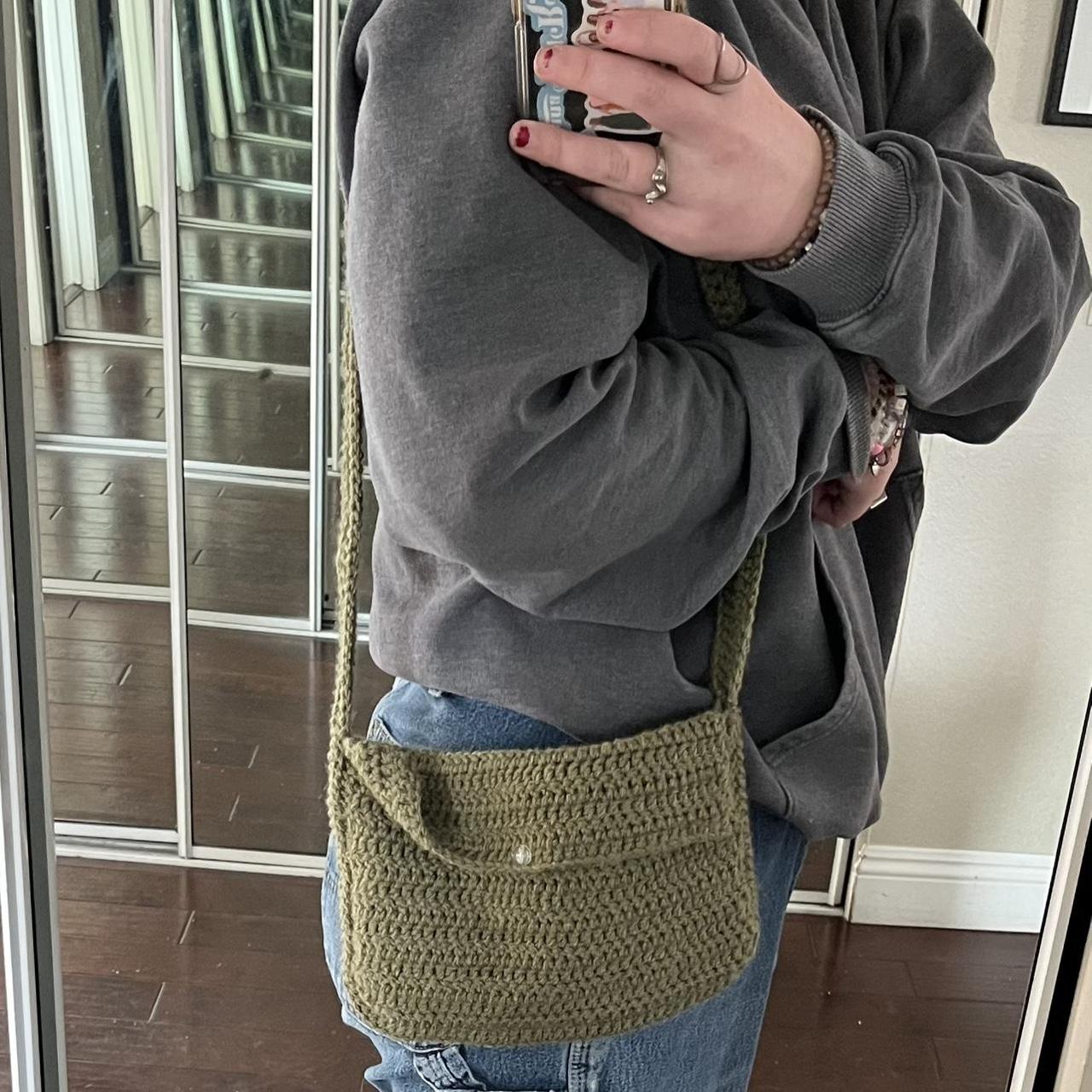 messenger bag green handmade crochet messenger... Depop