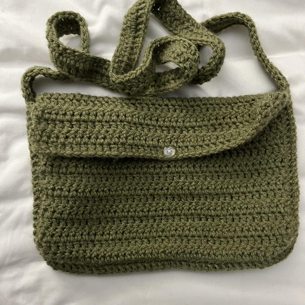 messenger bag green handmade crochet messenger... Depop
