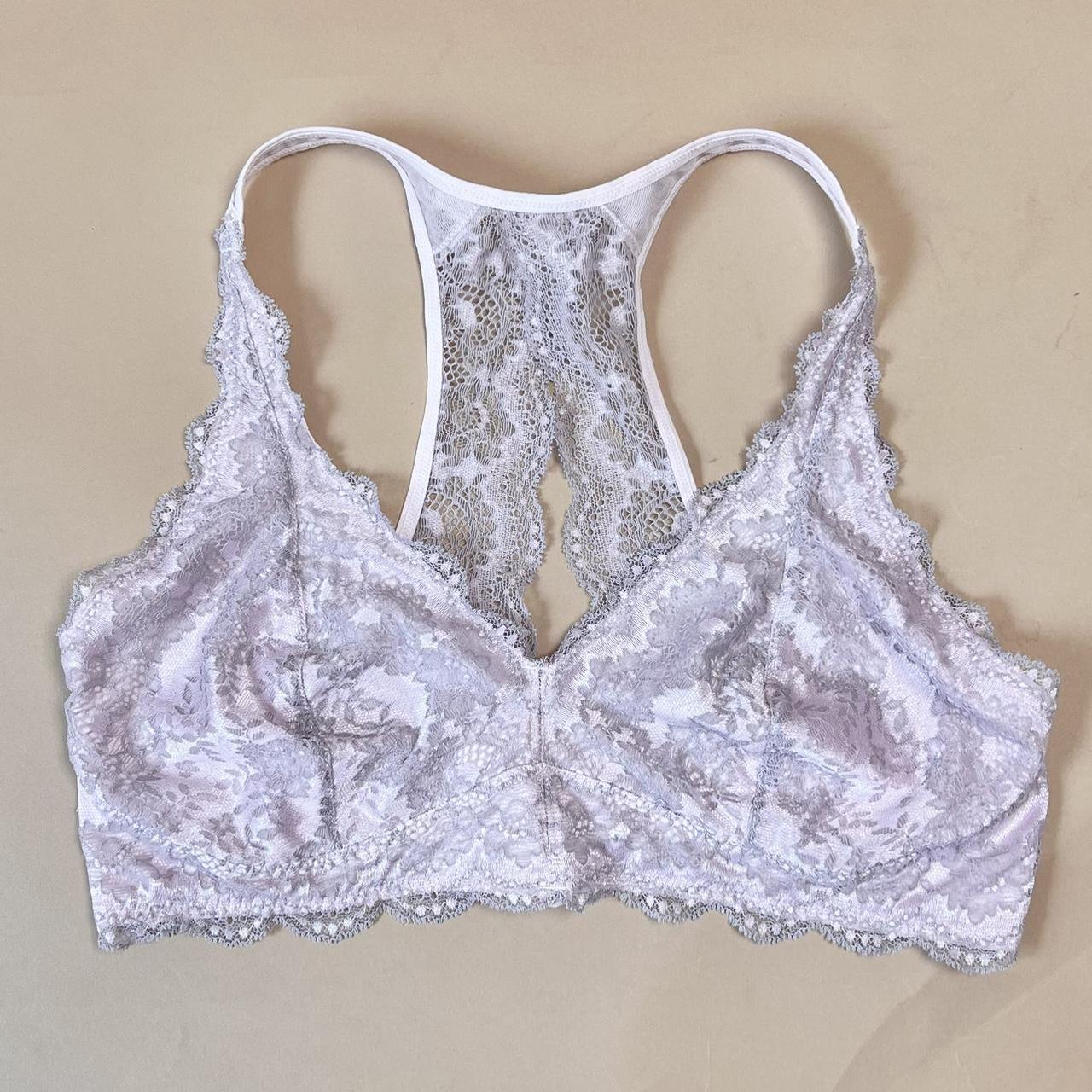 💕 Gorgeous light pink and gray lace bralette. Has - Depop