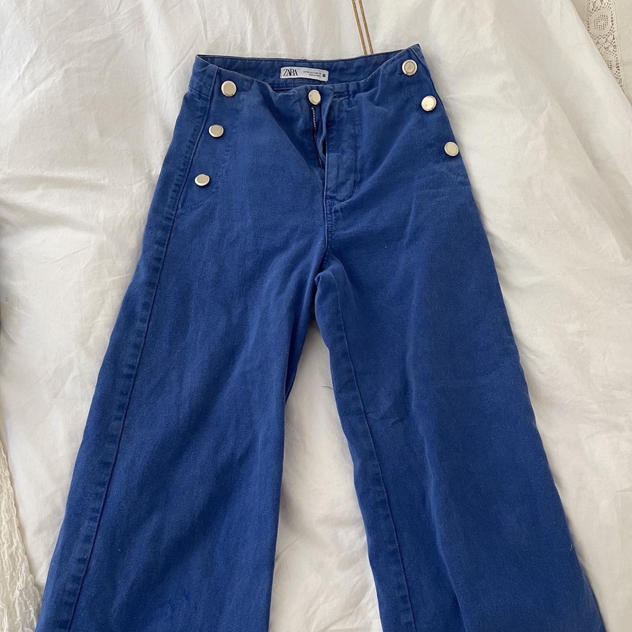 Zara light blue button detail denim pants Worn once... Depop