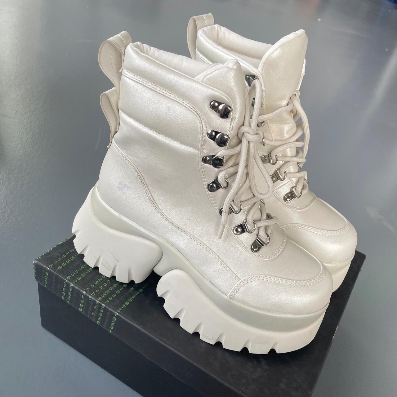 Koi footwear Gooey White platform boots, size UK6.... - Depop