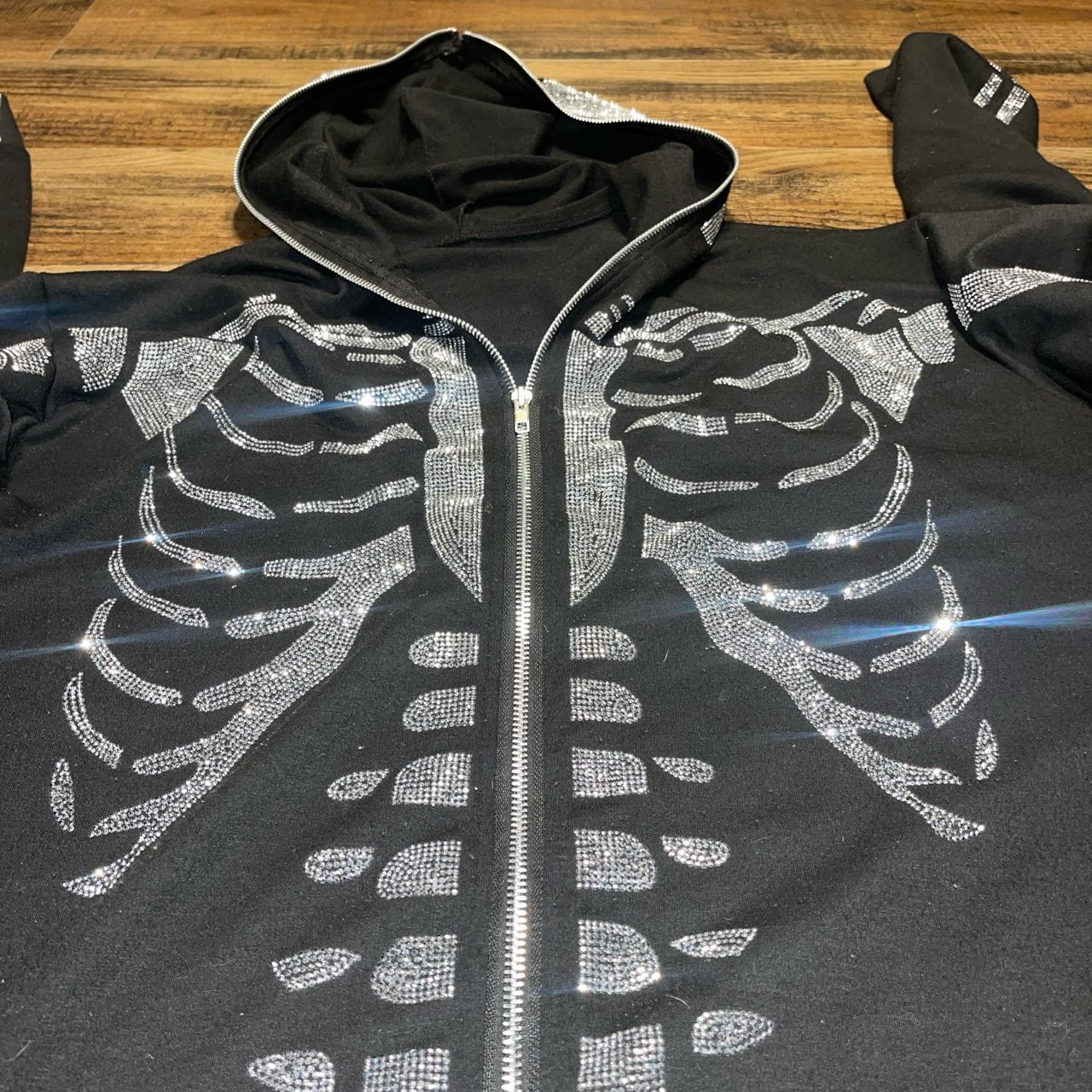 Full zip up skeleton hoodie Men’s size LARGE No... - Depop