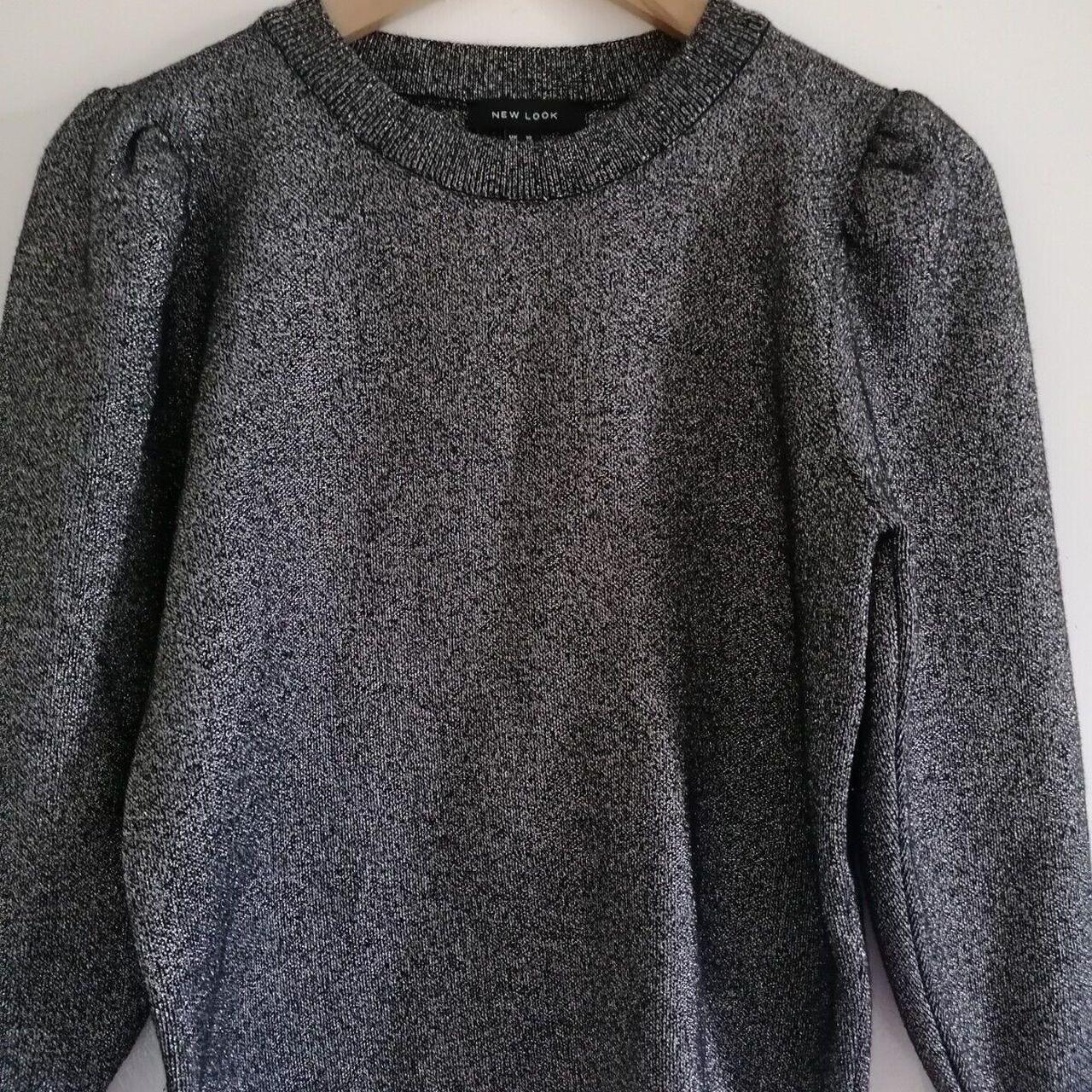 New Look Womens Jumper Size 10 Siver Black Lurex... - Depop