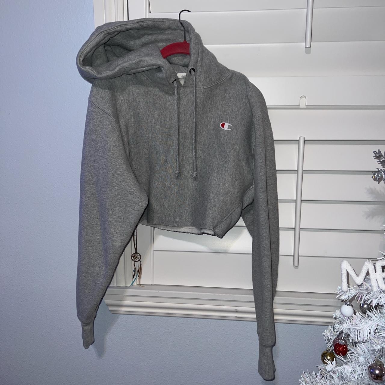 Gray champion cropped outlet hoodie