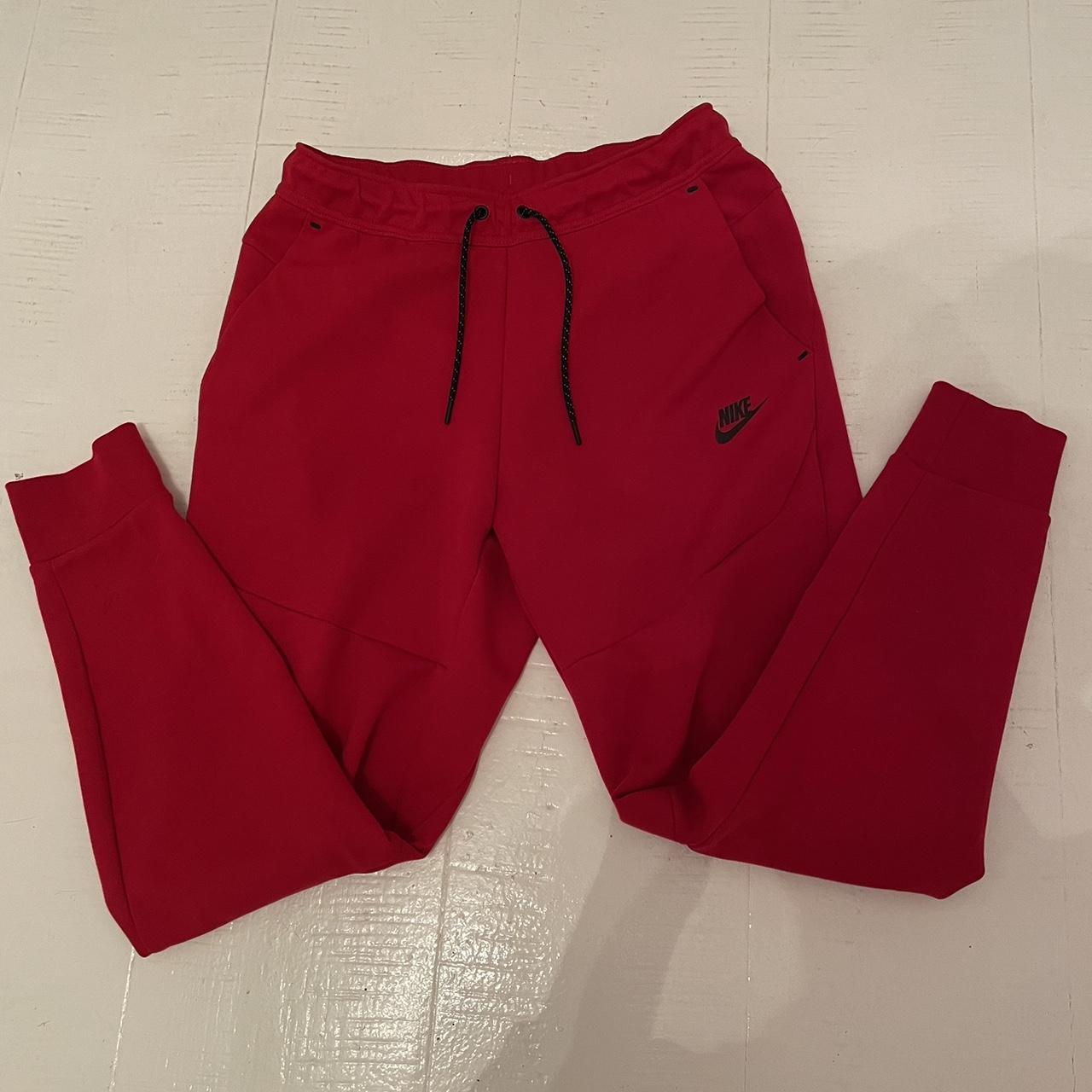 Red Nike Tech Fleece Joggers Size Medium Worn Depop 7670