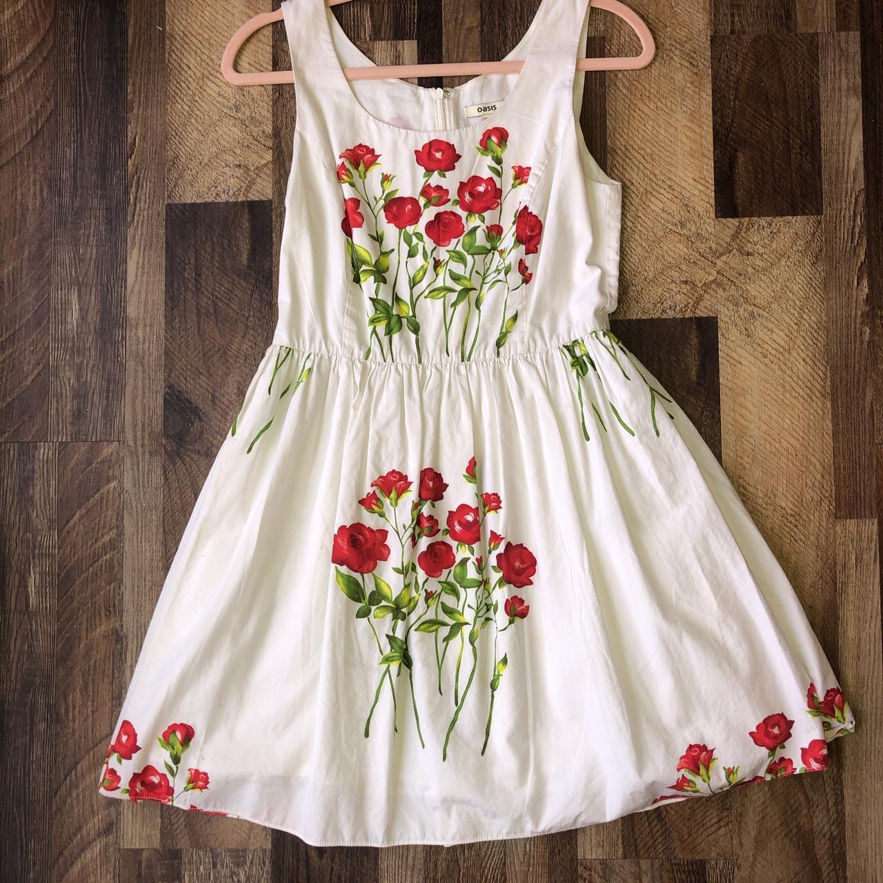 Oasis Women's White and Red Dress