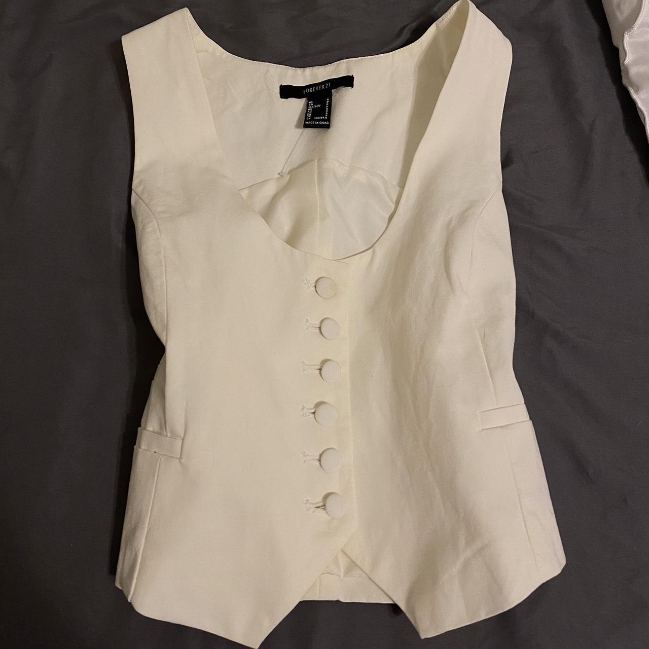 White button vest :3 size small to medium, *never... - Depop