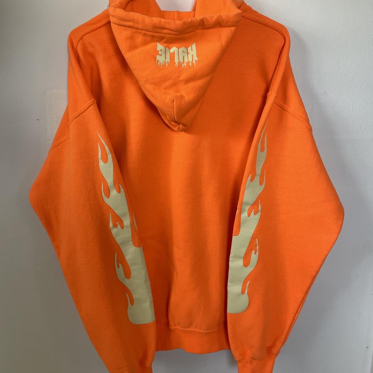 Kylie Jenner Flames Orange Hoodie Size Large In... - Depop