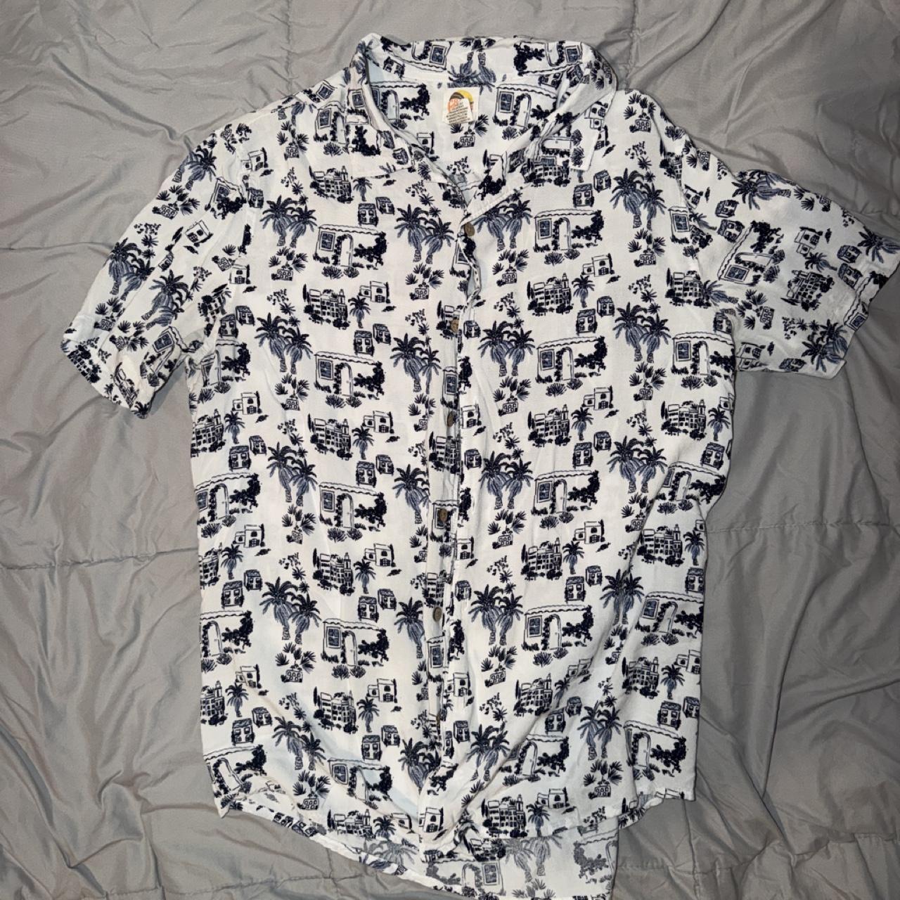 C&c california men's white and blue shirt