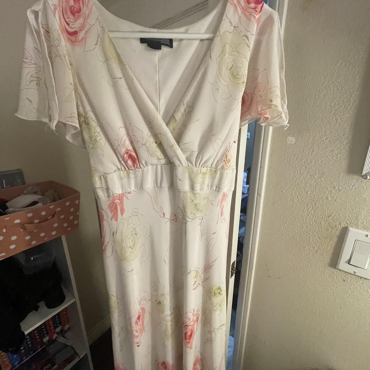 Women's Cream and Pink Dress | Depop