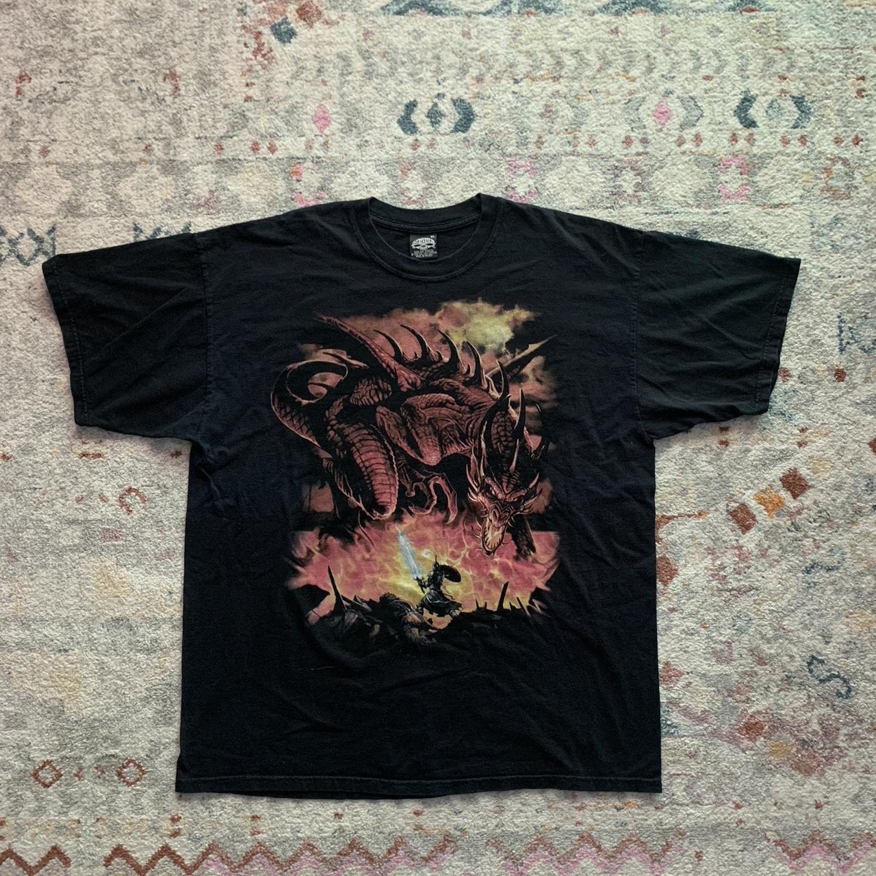 Y2k skulbone the mountain style dragon tee grunge... - Depop