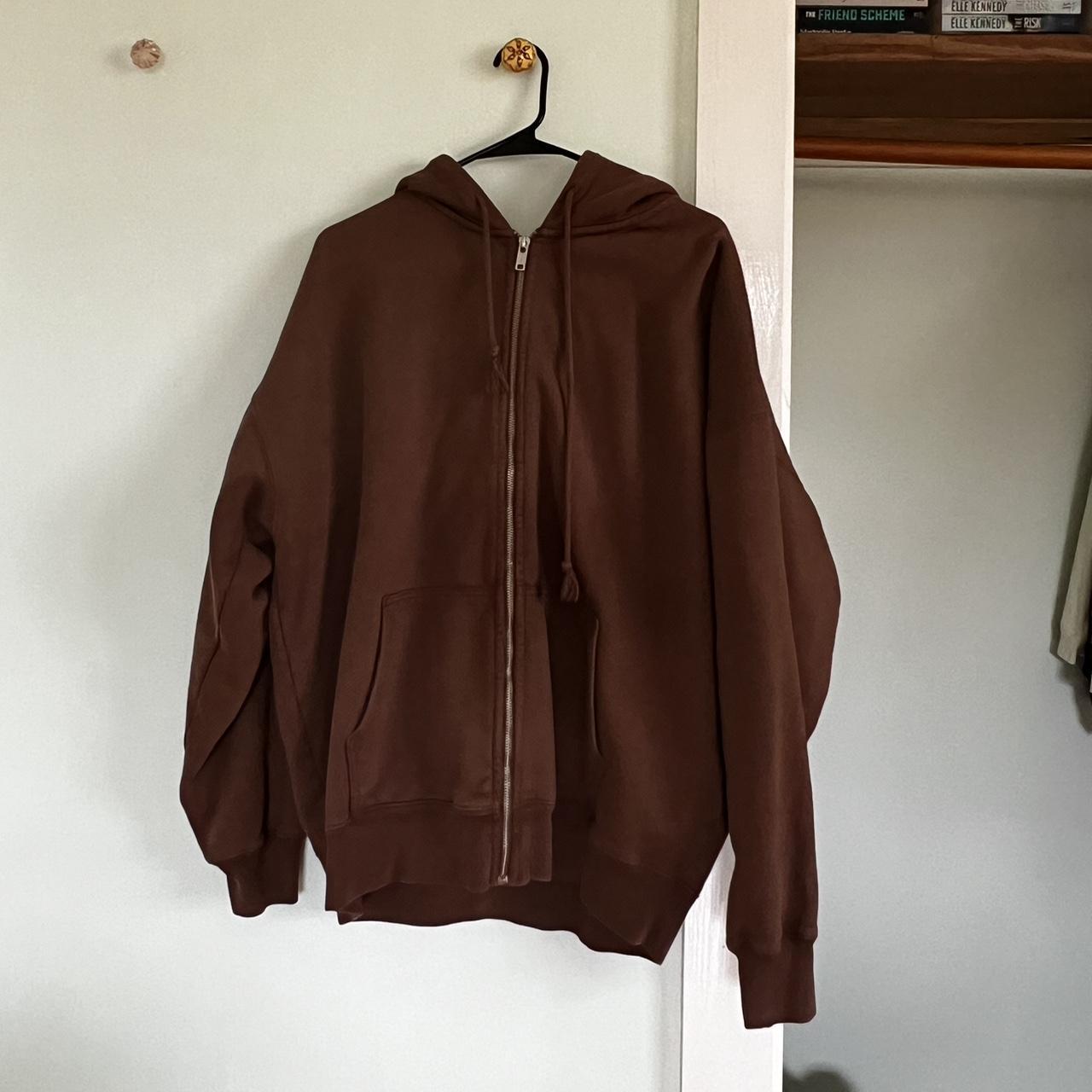 Brown Brandy Melville zip up jacket. Perfect... Depop