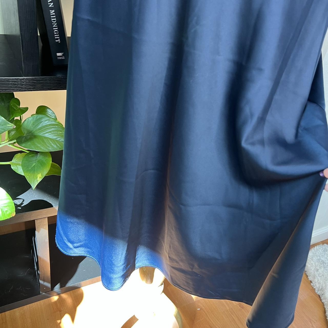 Navy Satin Midi Skirt Sz XS details • gorgeous navy... - Depop