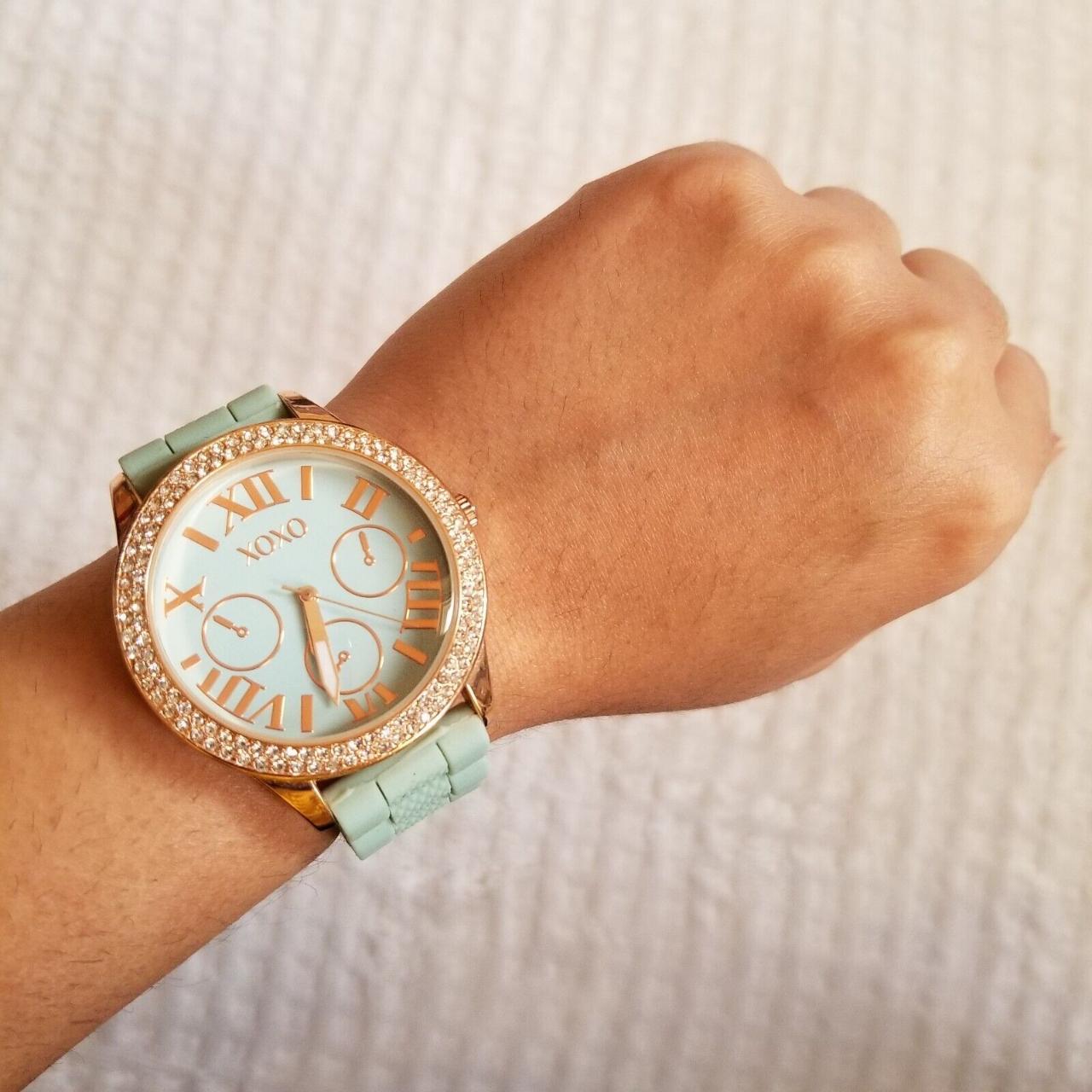 XOXO Women s Rhinestone Accented Rose Gold Watch Depop