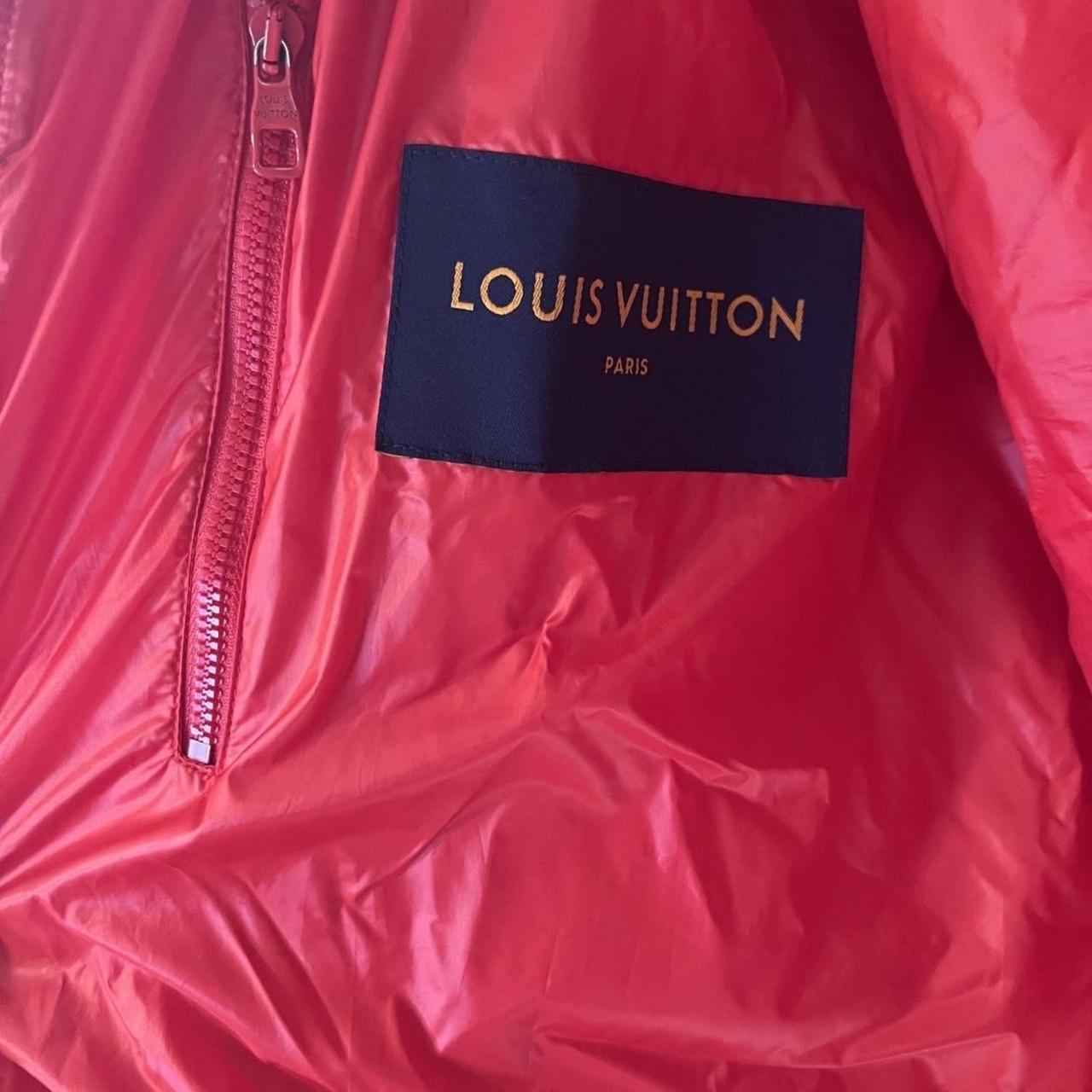 Women's light crop LV puffer coat made with authentic Louis Vuitton dust  bags. 💫