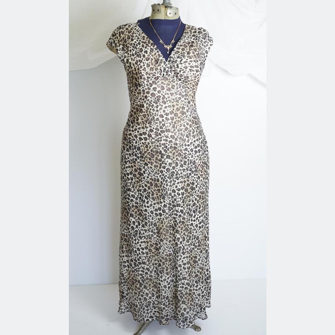 Silk Cheetah/Leopard Print 90's Vintage Maxi Dress,... - Depop